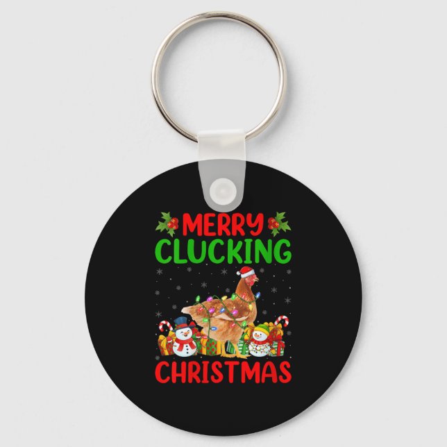 Womens Merry Cluckin Christmas Funny Farm Animal C Keychain (Front)