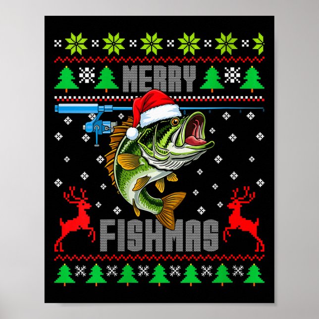 Womens Merry Fishmas B Fish Fishing Funny Ugly Chr Poster (Front)