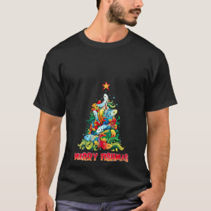 Womens Merry Fishmas Funny Christmas Tree Lights F T-Shirt