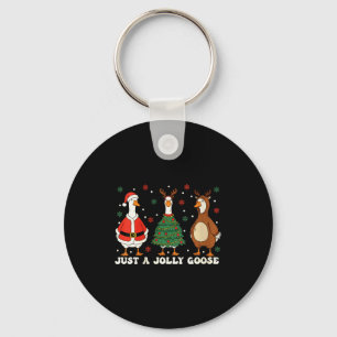Womens Merry Goosemas Christmas Just A Jolly Goose Keychain