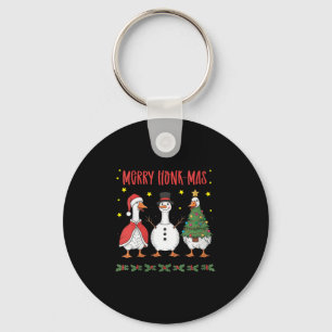 Womens Merry Honk-mas Funny Goose Christmas Humor  Keychain
