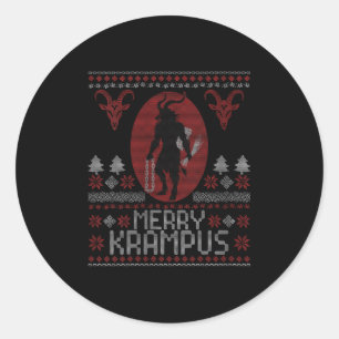 Womens Merry Krampus Horror Creepy Evil Funny Ugly Classic Round Sticker