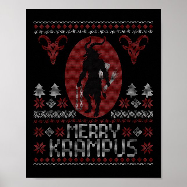 Womens Merry Krampus Horror Creepy Evil Funny Ugly Poster (Front)