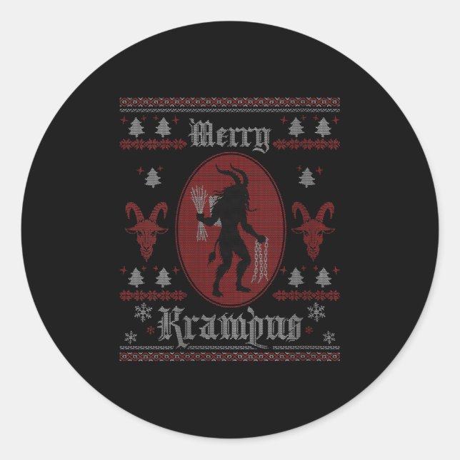 Womens Merry Krampus Horror Soky Evil Funny Ugly C Classic Round Sticker (Front)