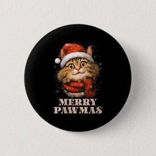 Womens Merry Pawmas Funny Santa Cat Christmas For 2 Inch Round Button