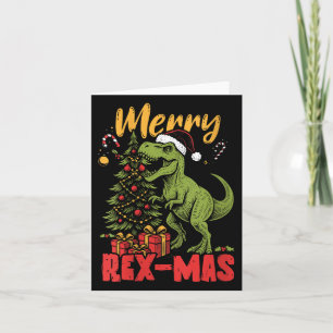 Womens Merry Rex-mas Santa Dinosaur Retro Christma Card