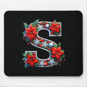 Womens Merry S Letter Insettia Snowflakes V-neck Mouse Pad