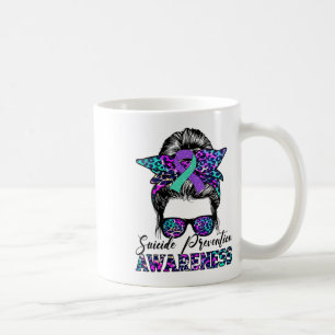 Womens Messy Bun Suicide Prevention Awareness Suic Coffee Mug