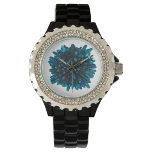 *~* Women's Metallic Teal Turquoise Crystal Watch