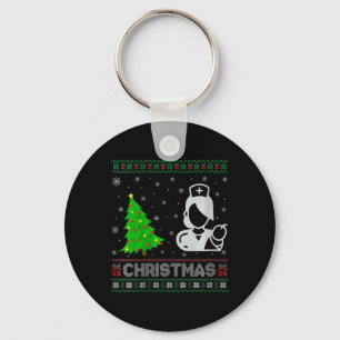 Womens Midwife Xmas Tree Lighting Ugly Christmas S Keychain