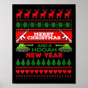 Womens Military Ugly Christmas Sweater Army Poster