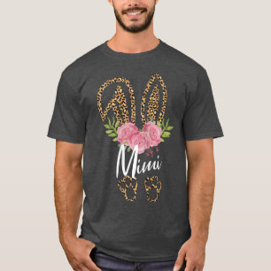 Womens Mimi Bunny Ears Easter Day Cute Leopard Pri T-Shirt