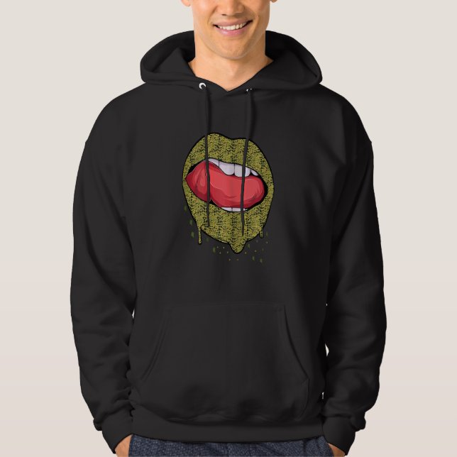 Womens Mini Croco Lizard Bryophyte Print Dripping  Hoodie (Front)