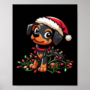 Womens Miniature Pinscher Christmas Lights Dog Fun Poster