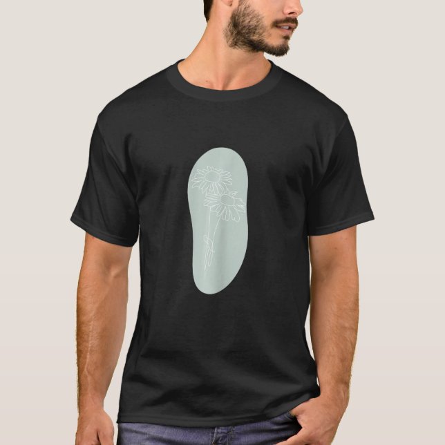 Womens Minimalistic Boho Daisy Line Abstract Paste T-Shirt (Front)