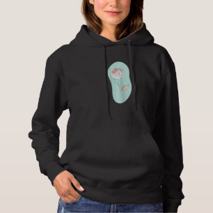 Womens Minimalistic Line Pastel Baby Blue Boho Ros Hoodie