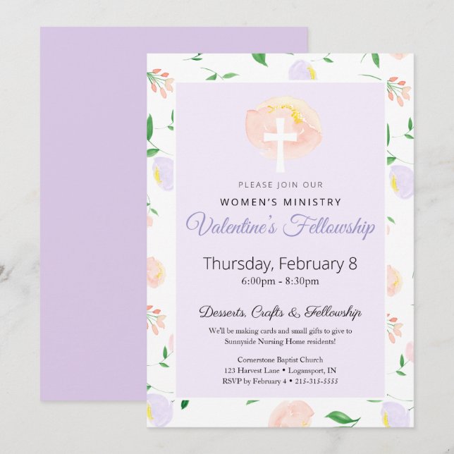 Women's Ministry Valentine's Fellowship Invitation (Devant / Derrière)
