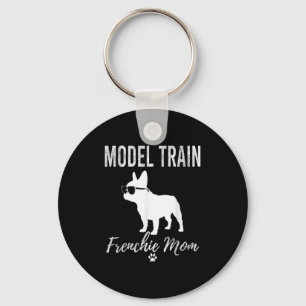 Womens Model Train Frenchie Mom Shirt Funny Dog Lo Keychain