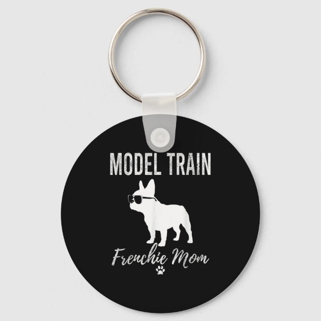 Womens Model Train Frenchie Mom Shirt Funny Dog Lo Keychain (Front)