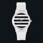Womens Modern Trendy Black And White Striped Chic Watch<br><div class="desc">Women's Modern Trendy Black And White Striped Chic Sporty Watch. Beautiful Silicone Strap Watch with elegant black and white striped printed Dial face. Own this chic Women's Watch NOW! Fashionista's dream watch. Sporty, chic and so elegant! Fast shipping Worldwide.30 Day Money Back Guarantee. Womens Modern Trendy Black And White Striped...</div>