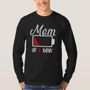 Womens Mom Of 2 Boys From Son Mother's Day Birthda T-Shirt