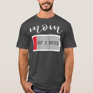 Womens Mom of 2 Boys from Son Mothers Day Birthday T-Shirt
