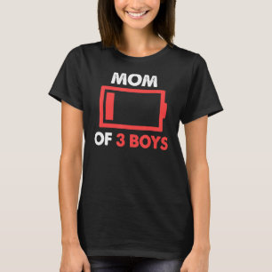 Womens Mom Of 3 Boys From Son Mother's Day Birthda T-Shirt
