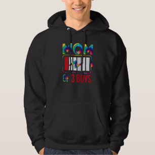 Womens Mom Of 3 Boys Low Battery Son Daughter Mot Hoodie