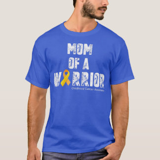 Womens Mom of a Warrior Childhood Cancer Mommy Rib T-Shirt