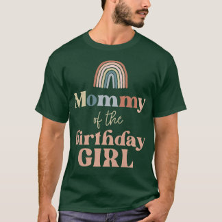 Womens Mommy of the Birthday Girl Boho Rainbow Par T-Shirt