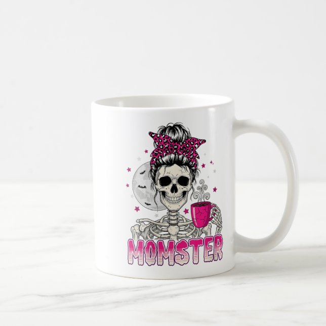Womens Momster Skull Mom Coffee Lover Halloween Me Coffee Mug (Right)