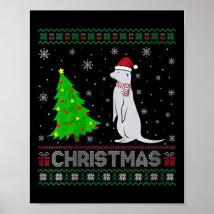 Womens Mongoose Xmas Tree Lighting Ugly Christmas Poster