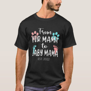 Womens Mother's Day Tee Paw Print Fur Mama To Baby