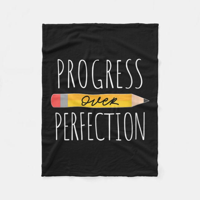 Womens Motivational Progress Over Perfection Back  Fleece Blanket (Front)