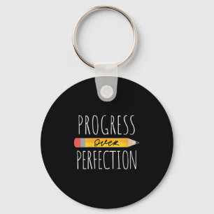 Womens Motivational Progress Over Perfection Back Keychain