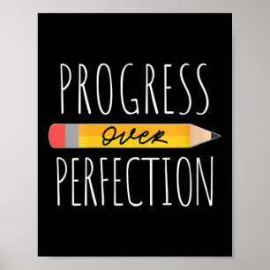 Womens Motivational Progress Over Perfection Back  Poster