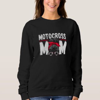 Womens Motocross Mom Messy Bun Dirt Bike Rider Sweatshirt
