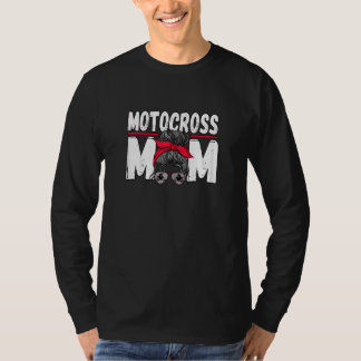 Womens Motocross Mom Messy Bun Dirt Bike Rider T-Shirt