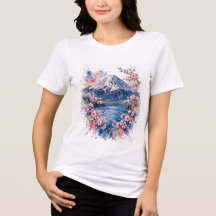 Women's Mount Fuji Cherry Blossom Watercolor Hoodi