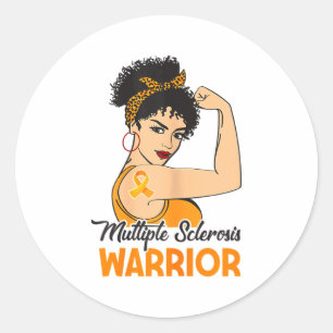 Womens Multiple Sclerosis Awareness Ms Warrior Ora Classic Round Sticker