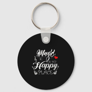 Womens Music Is My Happy Place Motivational Life Q Keychain