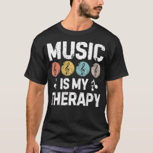 Womens Music Is My Therapy Music Lover Funny Retro T-Shirt