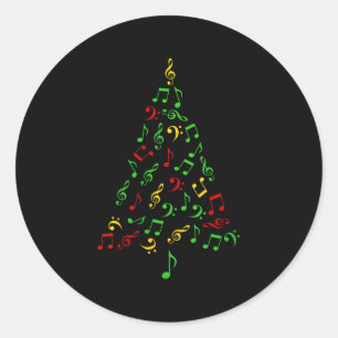 Womens Music Notes Christmas Tree Pajamas Music Lo Classic Round Sticker