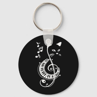 Womens Musical Cat Treble Clef Music Animal Lovers Keychain