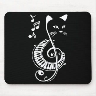 Womens Musical Cat Treble Clef Music Animal Lovers Mouse Pad