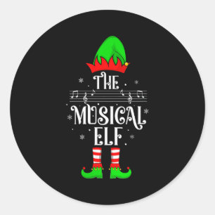 Womens Musical Elf Xmas Christmas Matching Family  Classic Round Sticker
