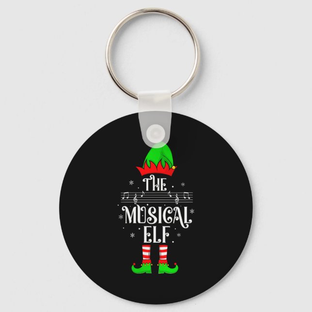 Womens Musical Elf Xmas Christmas Matching Family  Keychain (Front)