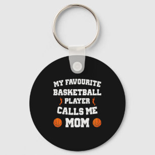 Womens my favorite basketball player calls me mom keychain