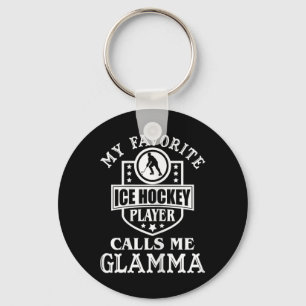 Womens My Favorite Hockey Player Calls Me Glamma W Keychain