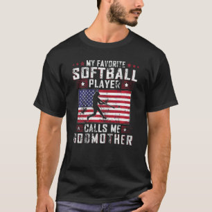 Womens My Favourite Softball Player Calls Me Godmo T-Shirt
